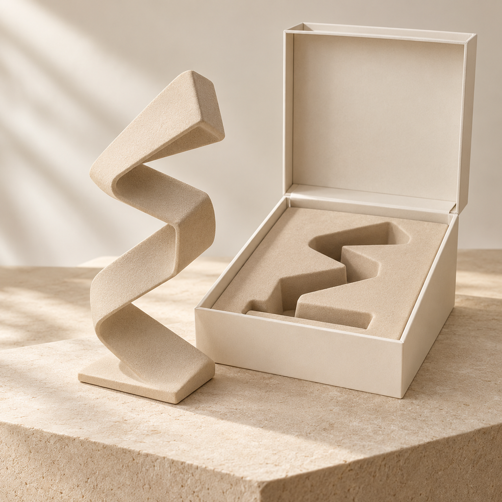 Dune Fold Sand-Tone Ribbon Sculpture