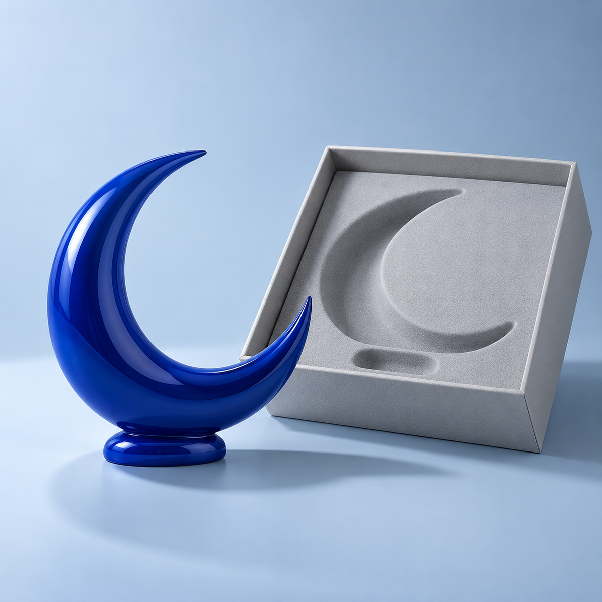 Cobalt Crescent Blue Curved Tabletop Sculpture
