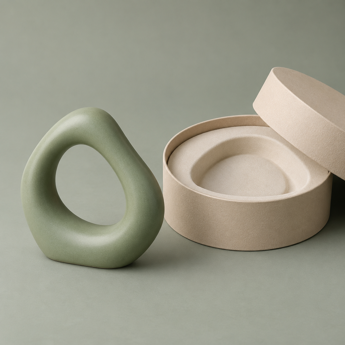 Sage Loop Green Open-Ring Sculpture