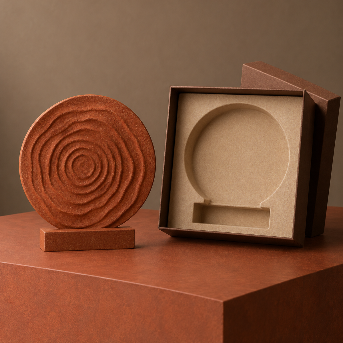 Terra Ripple Rust Round Relief Sculpture