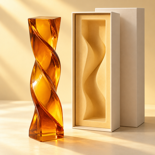 Amber Twist Golden-Tone Twisted Column Sculpture