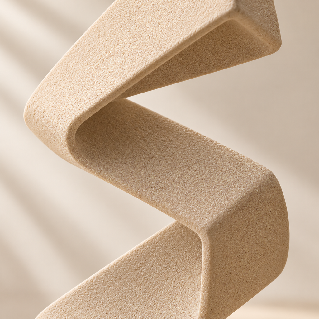 Dune Fold Sand-Tone Ribbon Sculpture