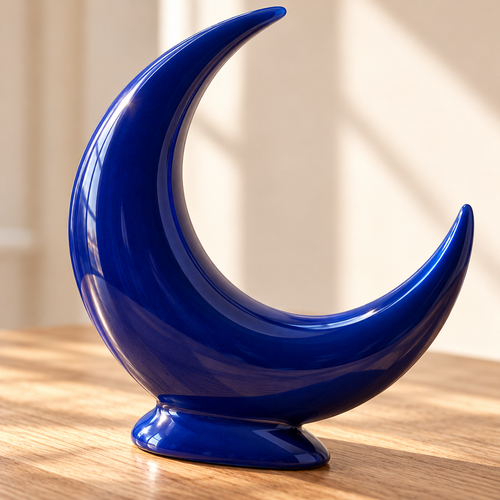 Cobalt Crescent Blue Curved Tabletop Sculpture