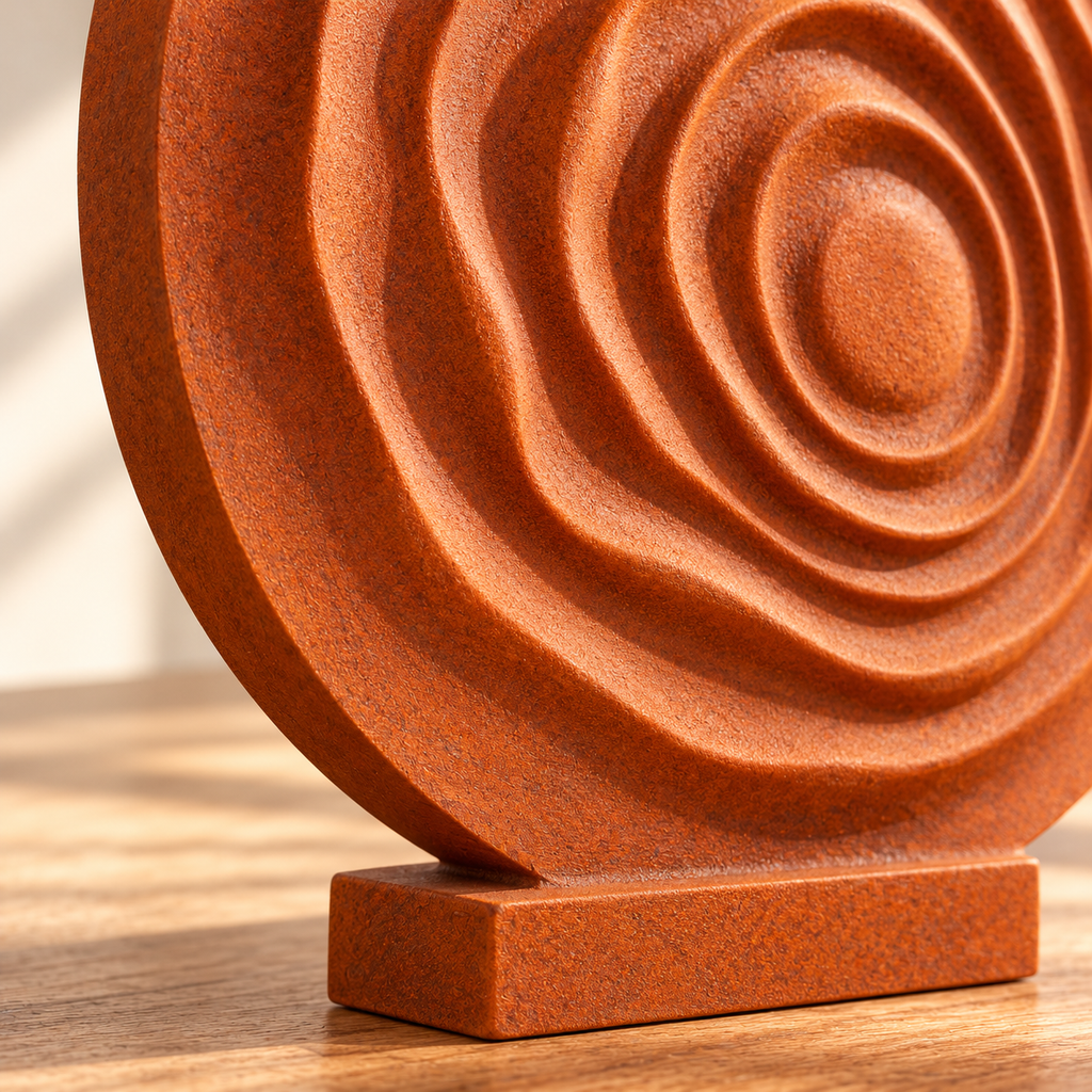 Terra Ripple Rust Round Relief Sculpture