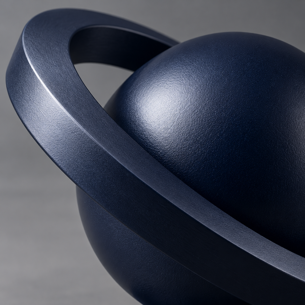 Midnight Orbit Navy Sphere-and-Ring Sculpture