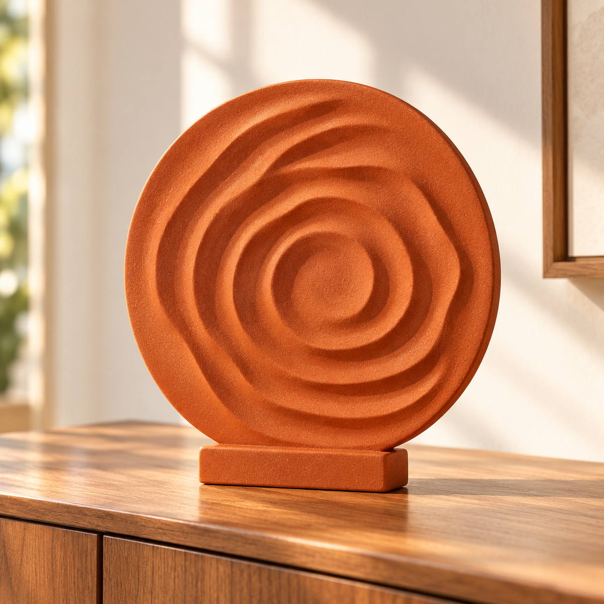Terra Ripple Rust Round Relief Sculpture