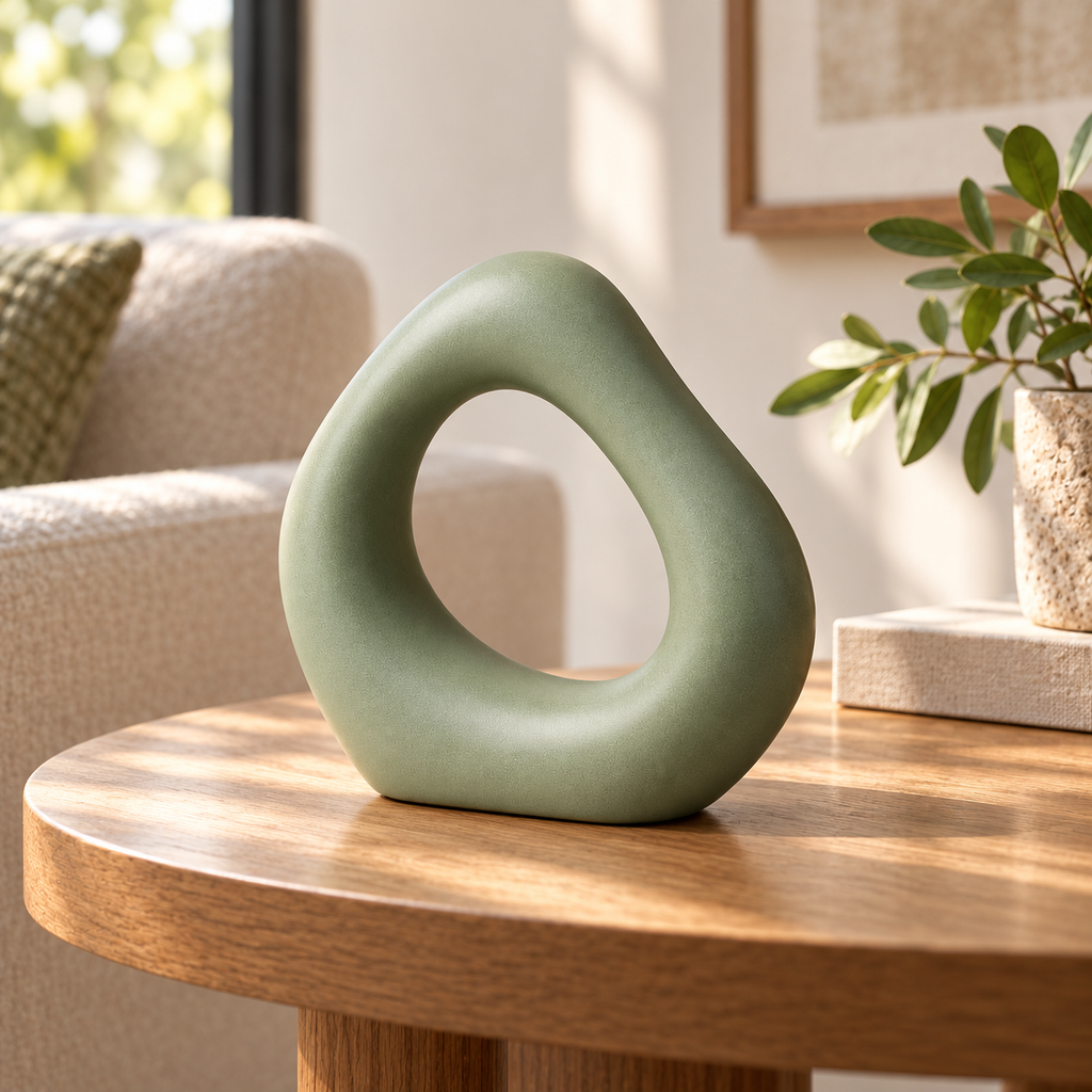 Sage Loop Green Open-Ring Sculpture