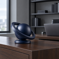 Midnight Orbit Navy Sphere-and-Ring Sculpture