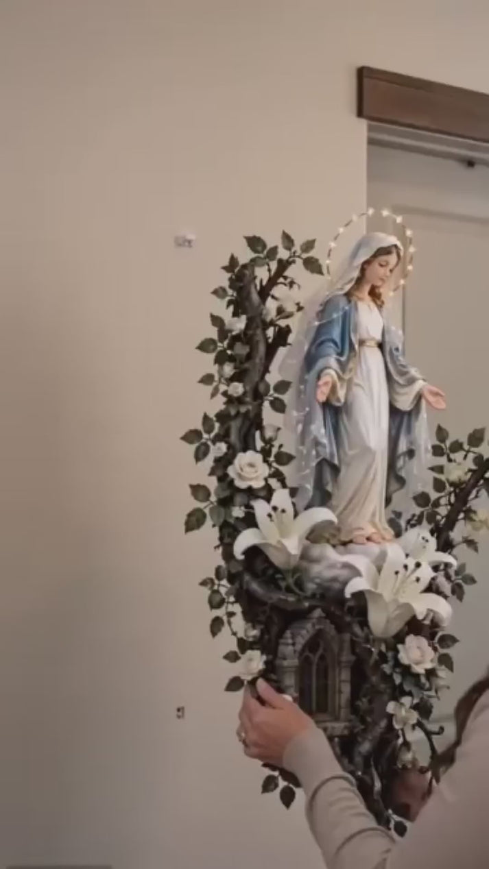 🔥HOT SALE🔥🙏 Blessed Mother Lighted Wall Décor | Virgin Mary 3D Religi ...